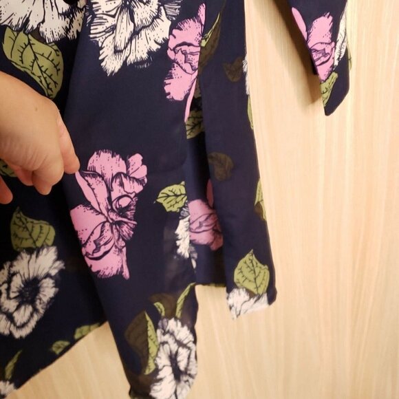 Blair NWOT Womens Navy Floral Button Up Duster Medium - Picture 3 of 5